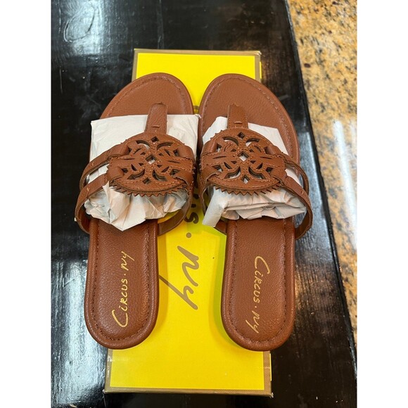 Circus NY Women's Canyon Saddle Brown Medallion Flat Sandals Slides Size 6M - Picture 4 of 7